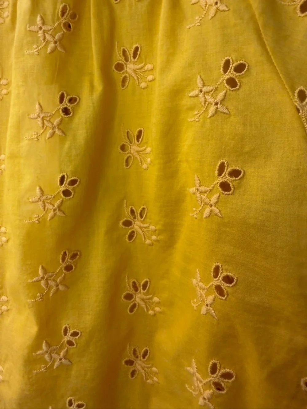 Outerknown Poet Blouse Yellow Eyelet Organic Cotton Peplum Top Size S NWT - Picture 5 of 11
